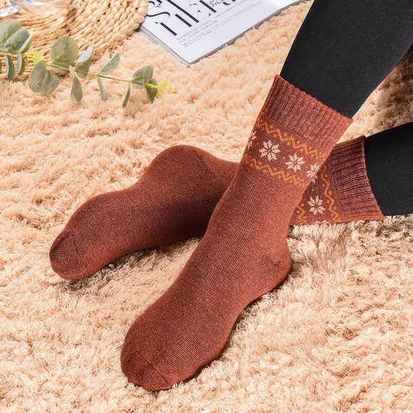 4 Women Winter Warm Thick Wool  Hiking Knit Soft and Comfortable Terry Socks - Picture 4 of 7
